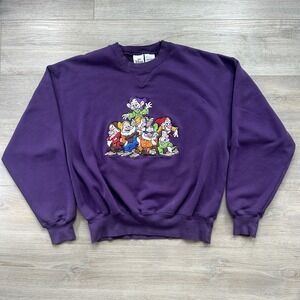 VTG 90s Disney‎ Store Small 7 Dwarfs Crewneck Sweatshirt Womens Snow White